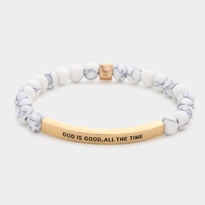 God Is Good, All The Time Message Natural Stone Stretch Bracelet