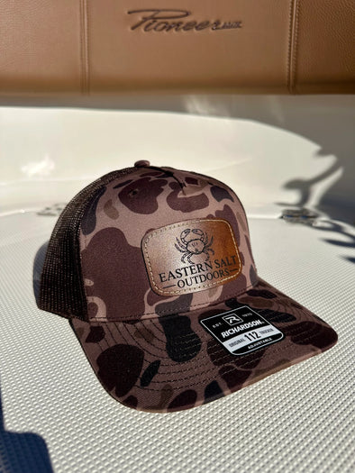 Crab Brown Duck Camo Leather Patch Hat