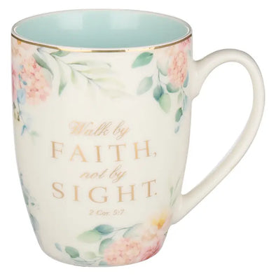 Walk By Faith Robin's Egg-Blue Ceramic Coffee Mug - 2 Corint