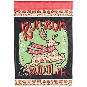 Run Run Rudolph Garden Flag