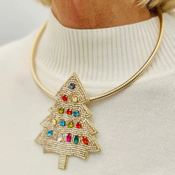 Christmas Tree Collar Necklace