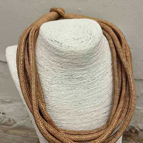 Tan Ava Slub Necklace (8 Strand)