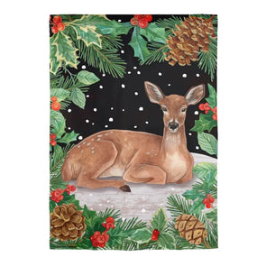 Woodland Peace On Earth Deer Suede Garden Flag