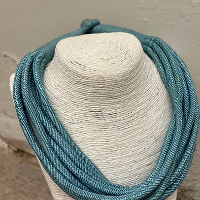 Dusty Blue Ava Slub Necklace (8 Strand)