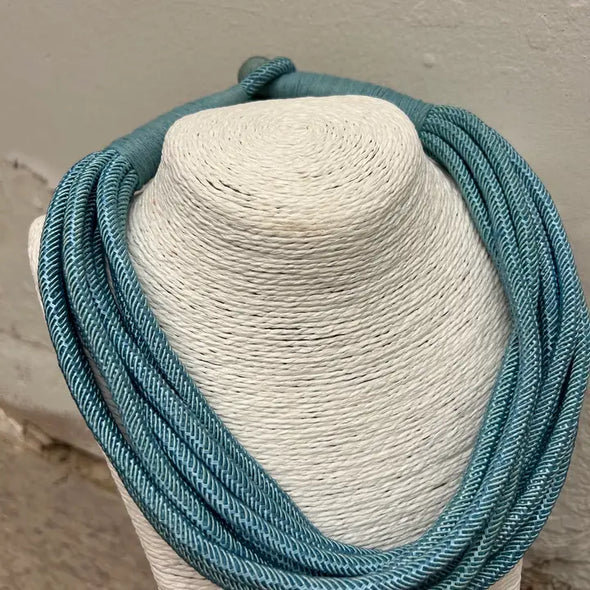 Dusty Blue Ava Slub Necklace (8 Strand)