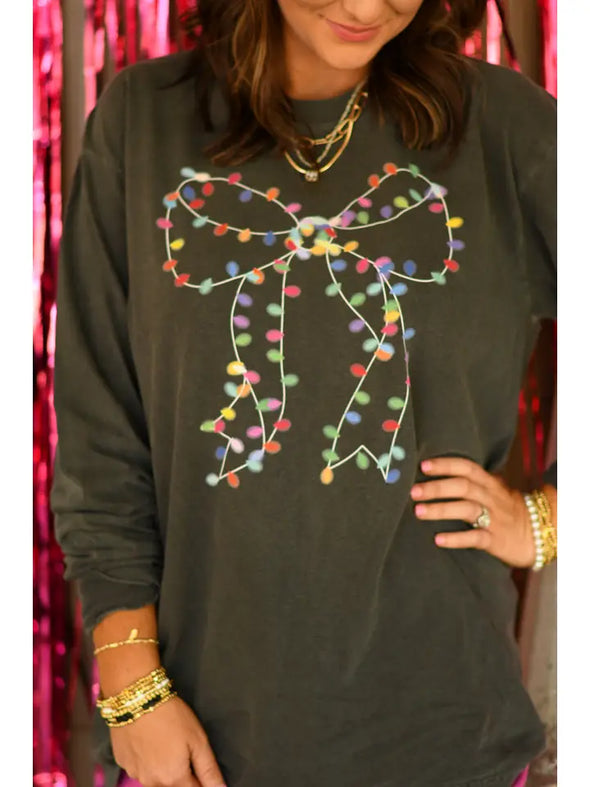 Christmas Lights Bow LS Tee