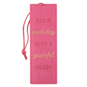 Begin Each Day with A Grateful Heart Pink Faux Leather Bookm