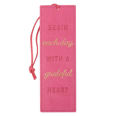 Begin Each Day with A Grateful Heart Pink Faux Leather Bookm