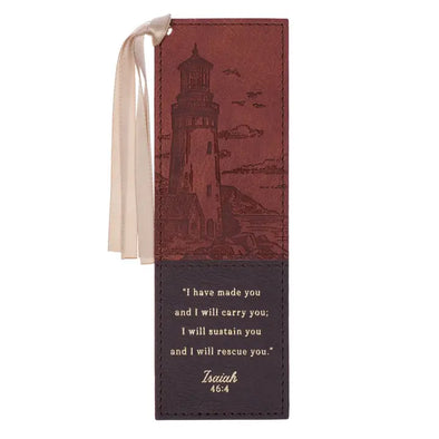 Bookmark Faux Leather Brown I Will Carry You Isa 46:4