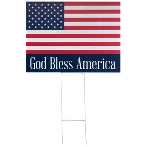 Yard Sign God Bless America Flag