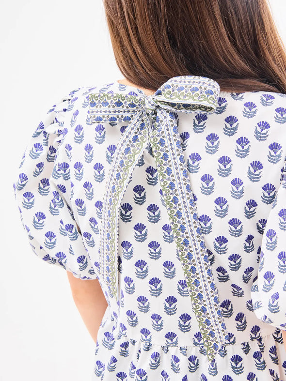 Nina Floral Foulard Navy Top