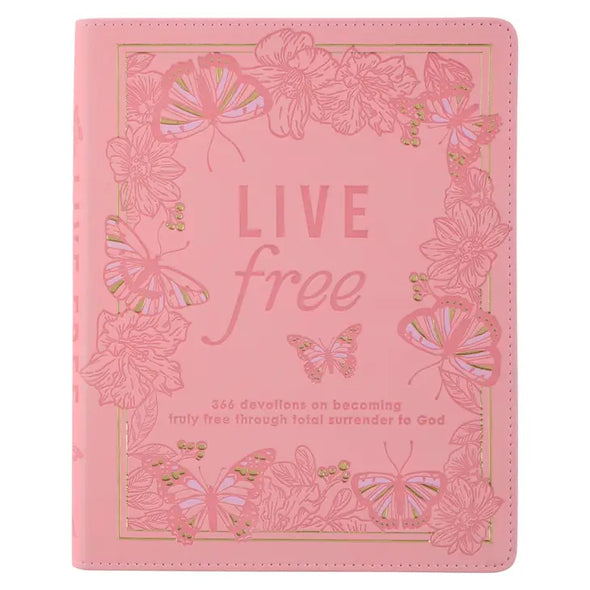 Live Free Pink Faux Leather Devotional