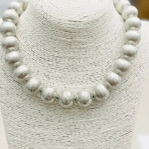 Brushed Silver Chic - Big Ball Necklace