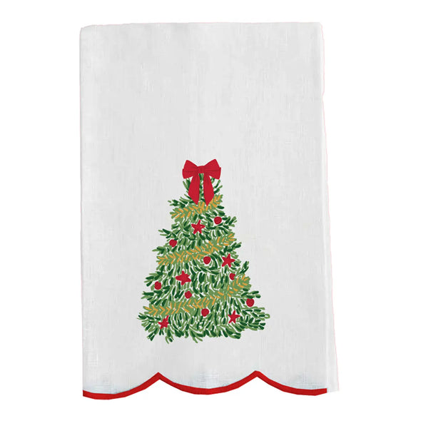 Traditional Tree Embroidered Tea Towel