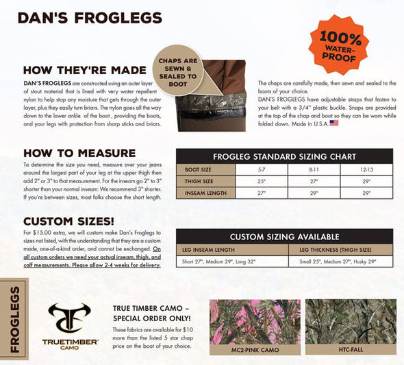 Women's Snake Protector Chaps Froglegs (LaCrosse Alpha Agility Snake Boot)