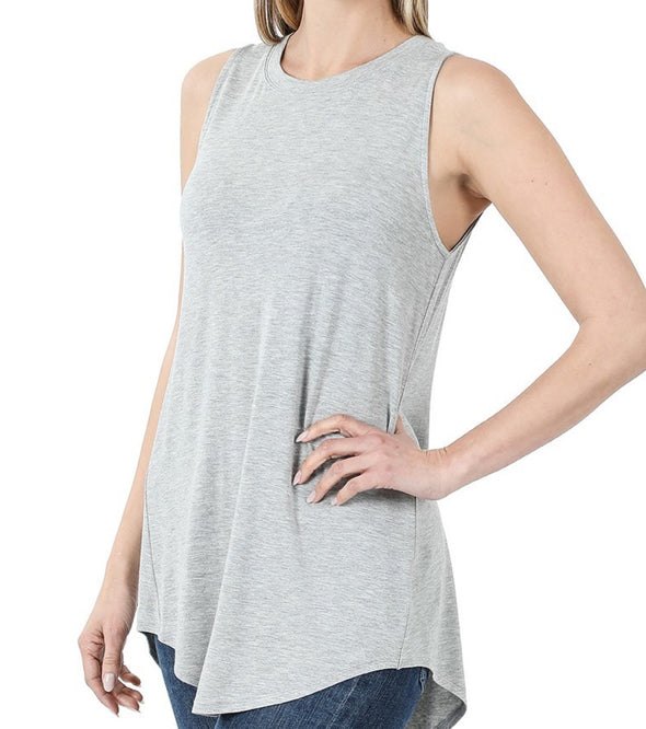 Luxe Hi-Low Round Neck Tank (4 colors)