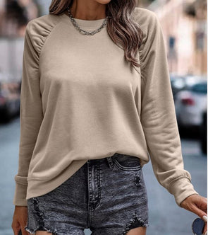 Taupe Ruffle Sleeve Pullover
