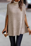 Beige Turtleneck Poncho