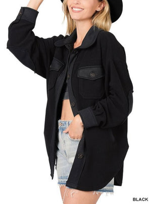 Elbow Patch Fleece Shacket