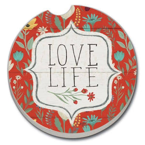 Blooming Thoughts-Love Absorbent Stone Car Coaster 1 Pack