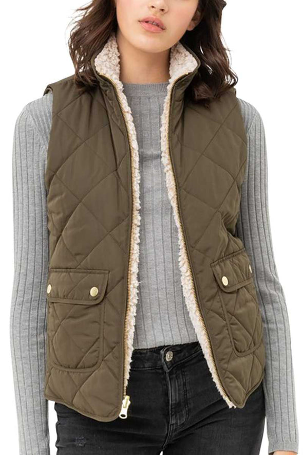 Reversible Quilted/Sherpa Vest (multiple colors)
