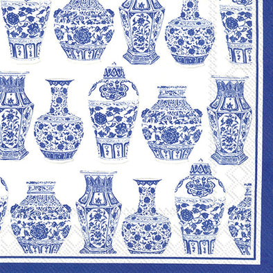 Blue and White Urns Paper Cocktail Napkin