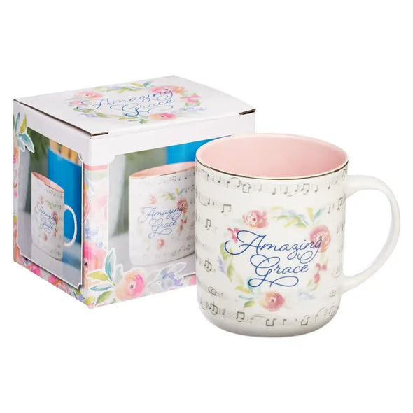 Amazing Grace Floral Wreath Ceramic Coffee Mug