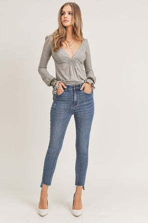 Risen High Rise Twisted Seam Relaxed Fit Skinny Jeans