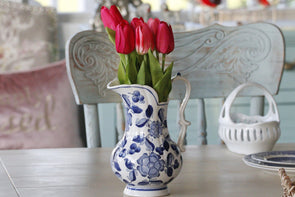 Floral Blue and White Pitcher