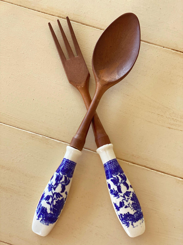 Blue Willow Salad Fork and Spoon
