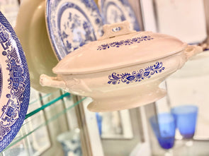 Blue and White Floral Tureen