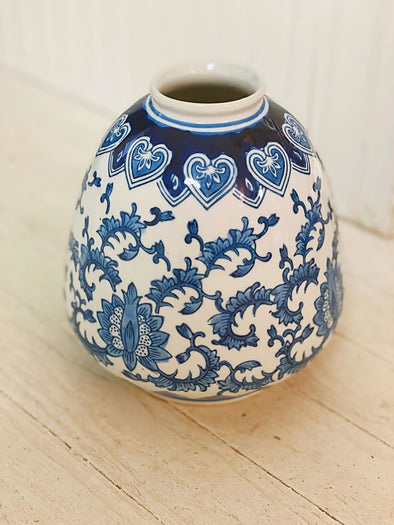 Blue and White 8" Vase