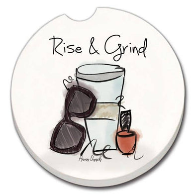 Rise & Grind Absorbent Stone Car Coaster 1 Pack