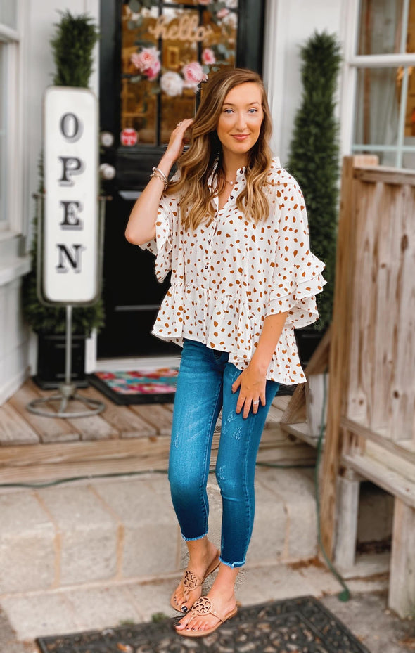 Dotted Ruffle Top