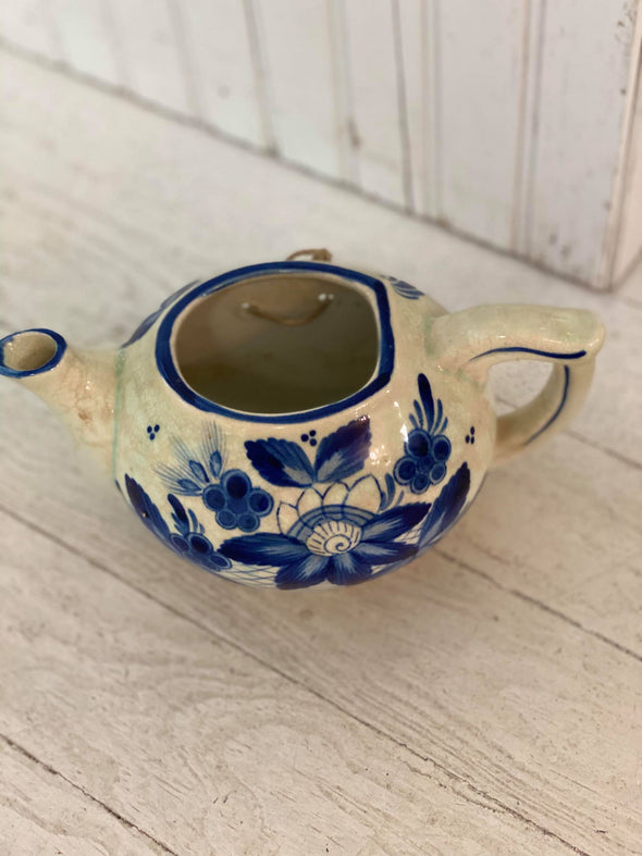 Blue and White Teapot Wall Pocket