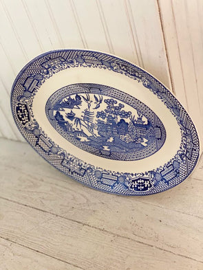 Blue Willow Platter With Detailed Edge