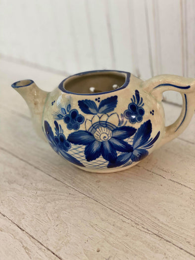 Blue and White Teapot Wall Pocket