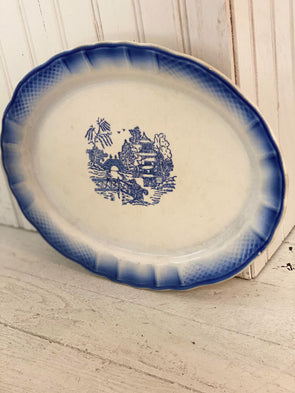 Flow Blue Willow Platter