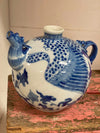 Blue and White Asian Round Teapot