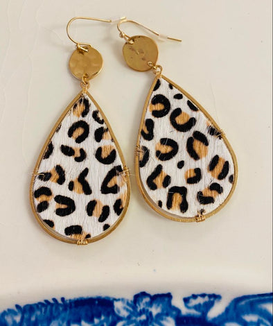 Gold Trimmed Leopard Earrings