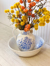 Blue Floral Bowl and Pitcher