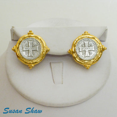 Gold & Silver St. Benedict Cross Earring
