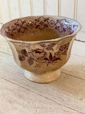 Purple Transferware Pedestal Bowl