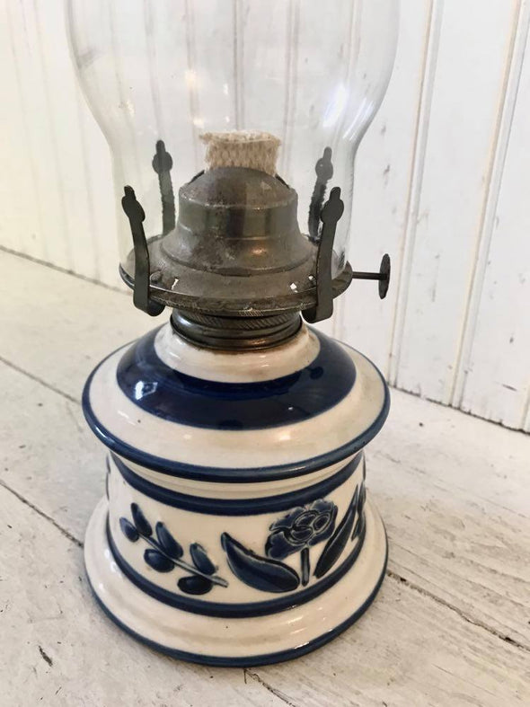 Blue Primitive Oil Lamp