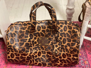 Upcycled Leopard Duffle Bag