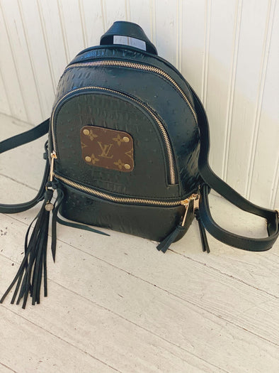 Upcycled Black Textured Backpack (Medium)