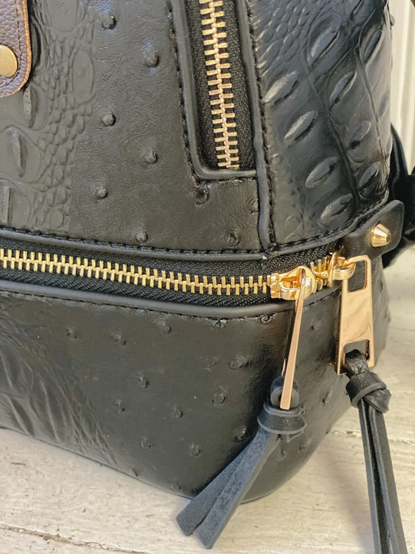 Upcycled Black Textured Backpack (Medium)