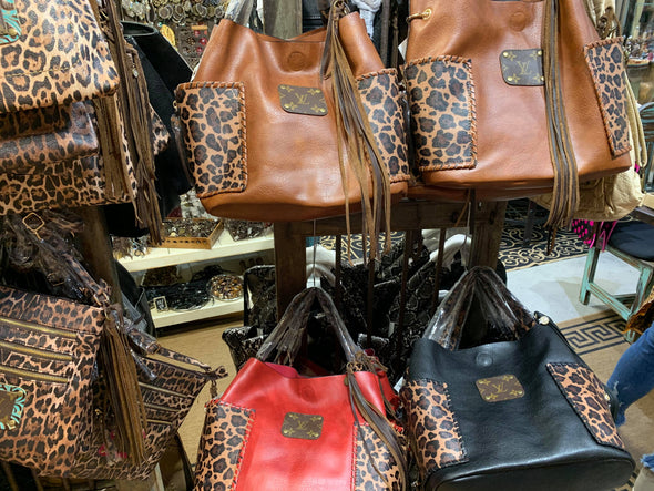 Upcycled Leopard Hobo Bag
