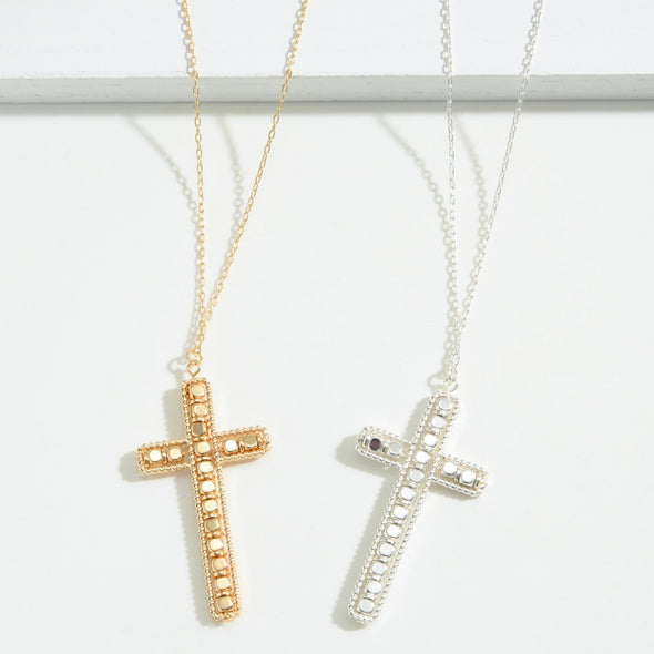 Long Beaded Cross Necklace