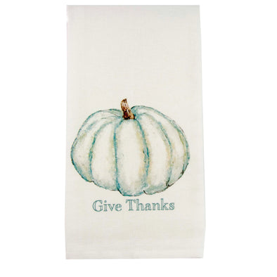 Give Thanks Blue Pumpkin Tea Towel